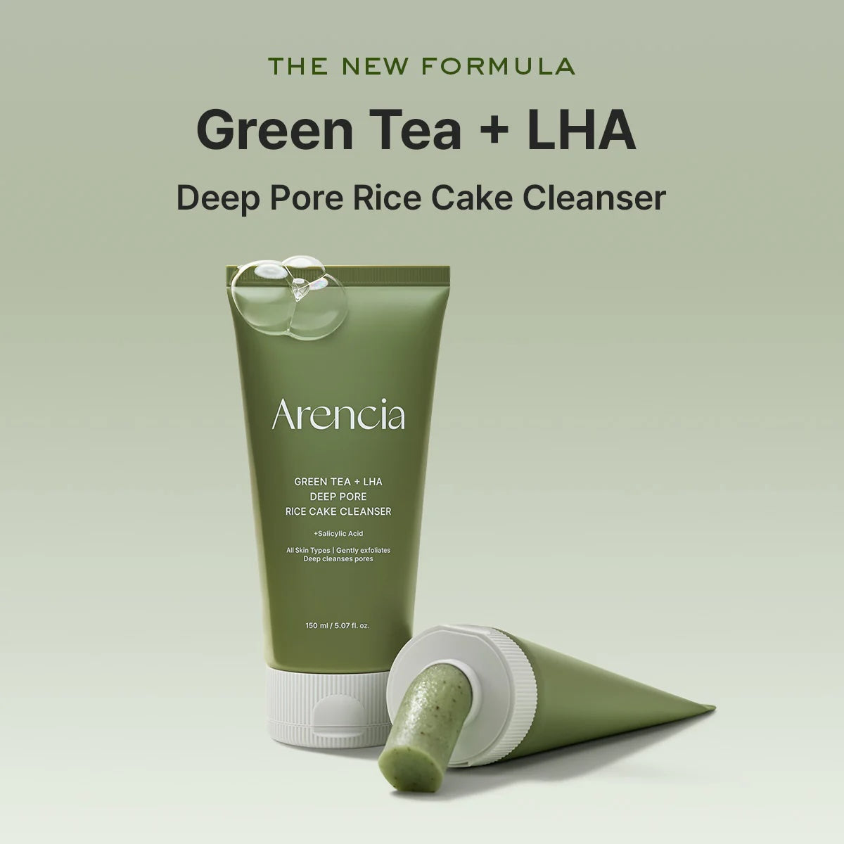 Arencia Green Tea LHA Deep Pore Rice Cake Cleanser 150g