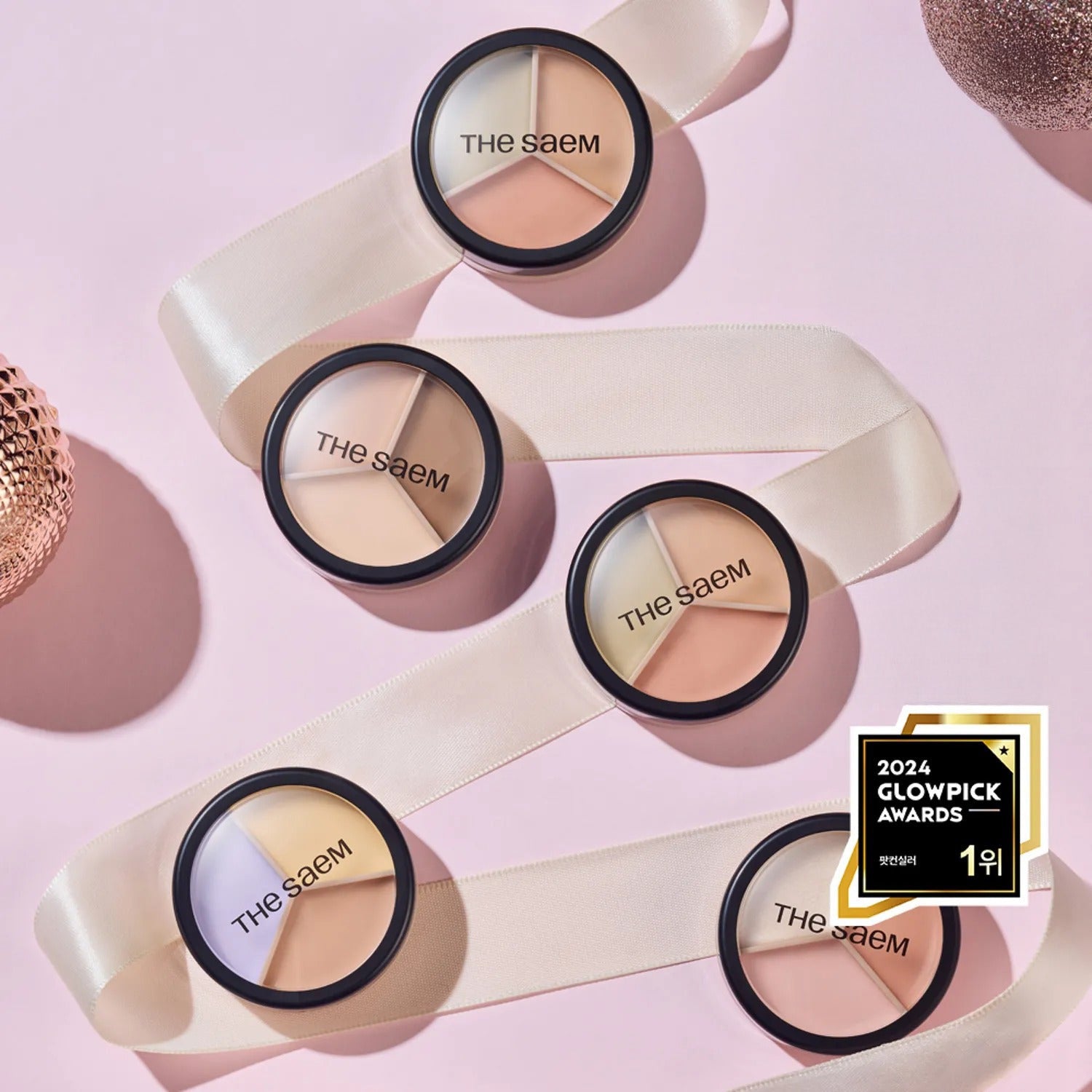 The Saem Cover Perfection Triple Pot Concealer 12.8g 01 Correct Beige Set (+Ready Base)