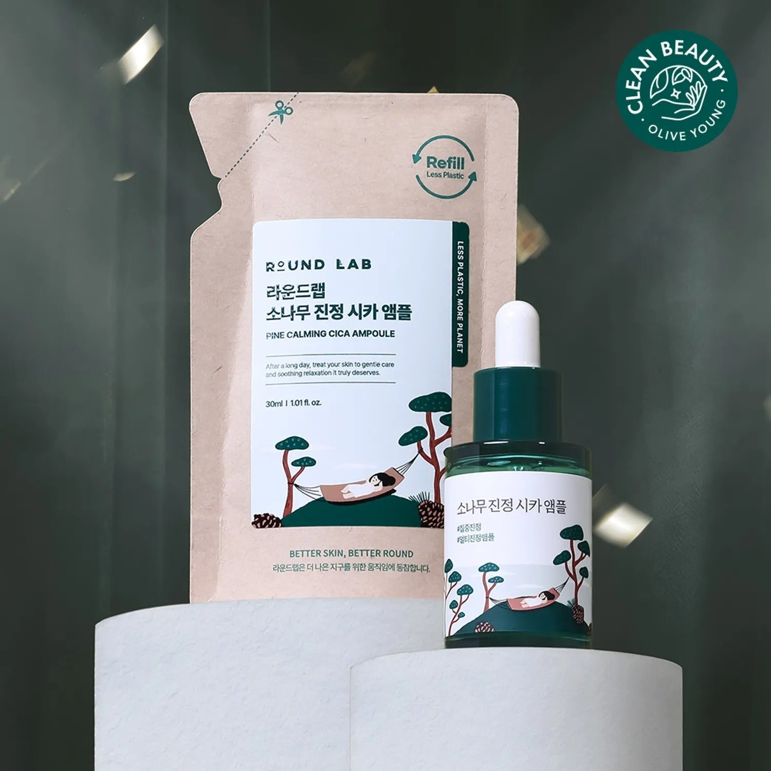 2024 Awards ROUND LAB Pine Calming Cica Ampoule 30ml Double Pack (+30ml Refill Pack)