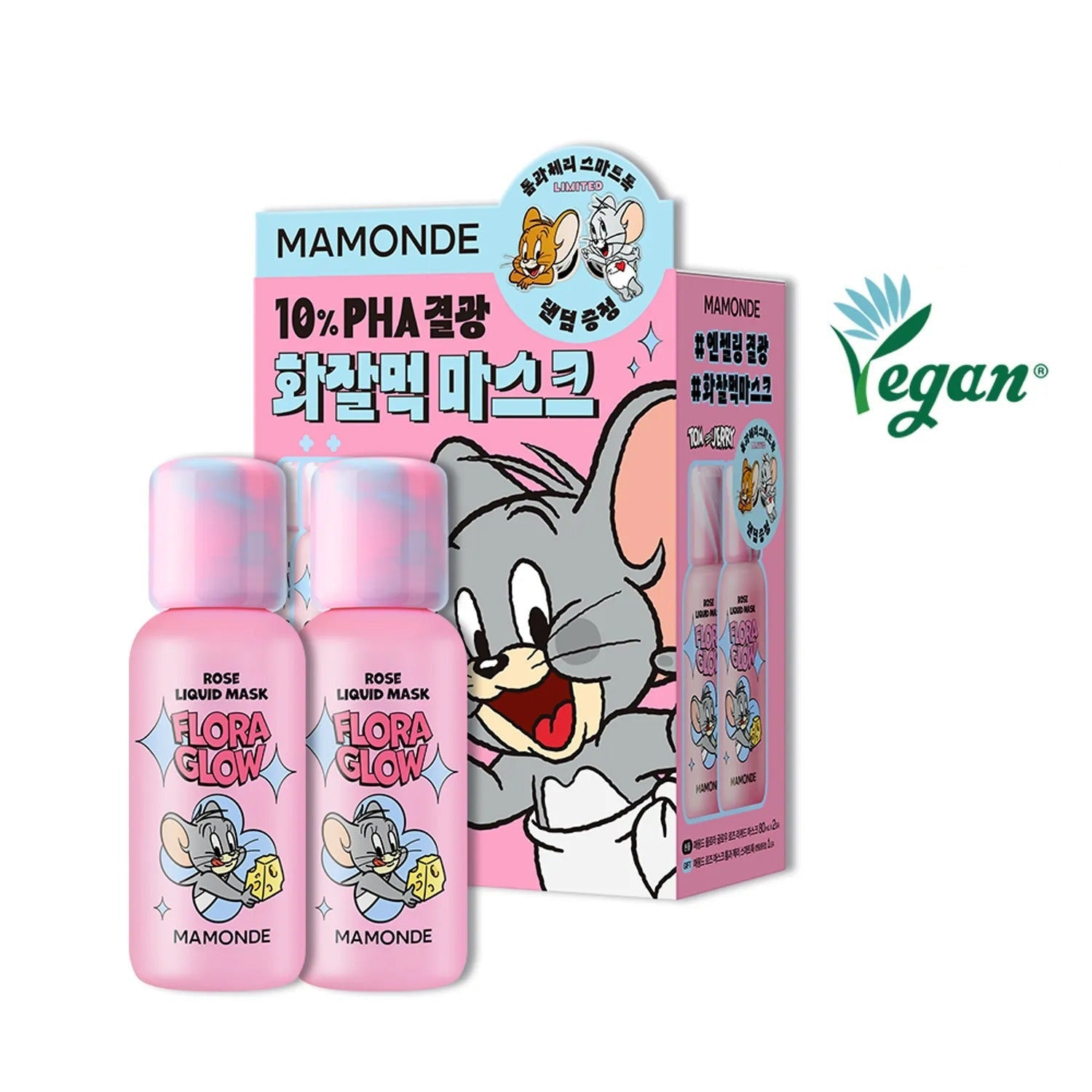 [Tom & Jerry edition] Mamonde Flora Glow Rose Liquid Mask 80ml Double Set (+Smart tok)