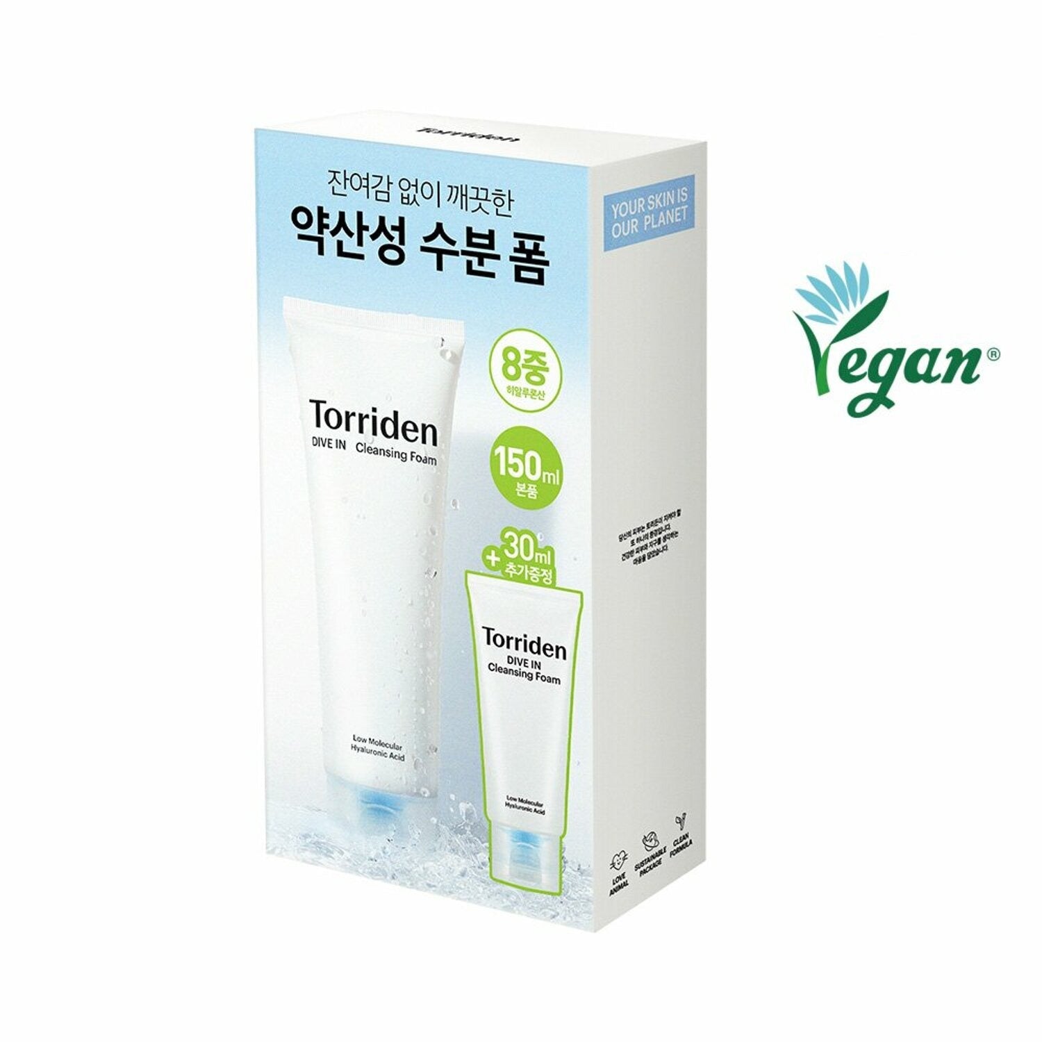 Torriden Dive-In Low Molecule Hyaluronic Acid Cleansing Foam 150mL Special Set (+30mL)