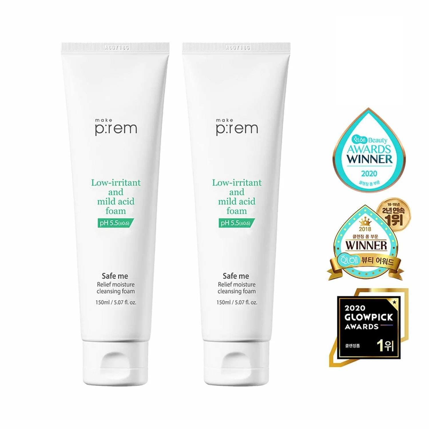 makeprem Safe Me Relief Moisture Cleansing Foam 150mL 1+1 Special Set