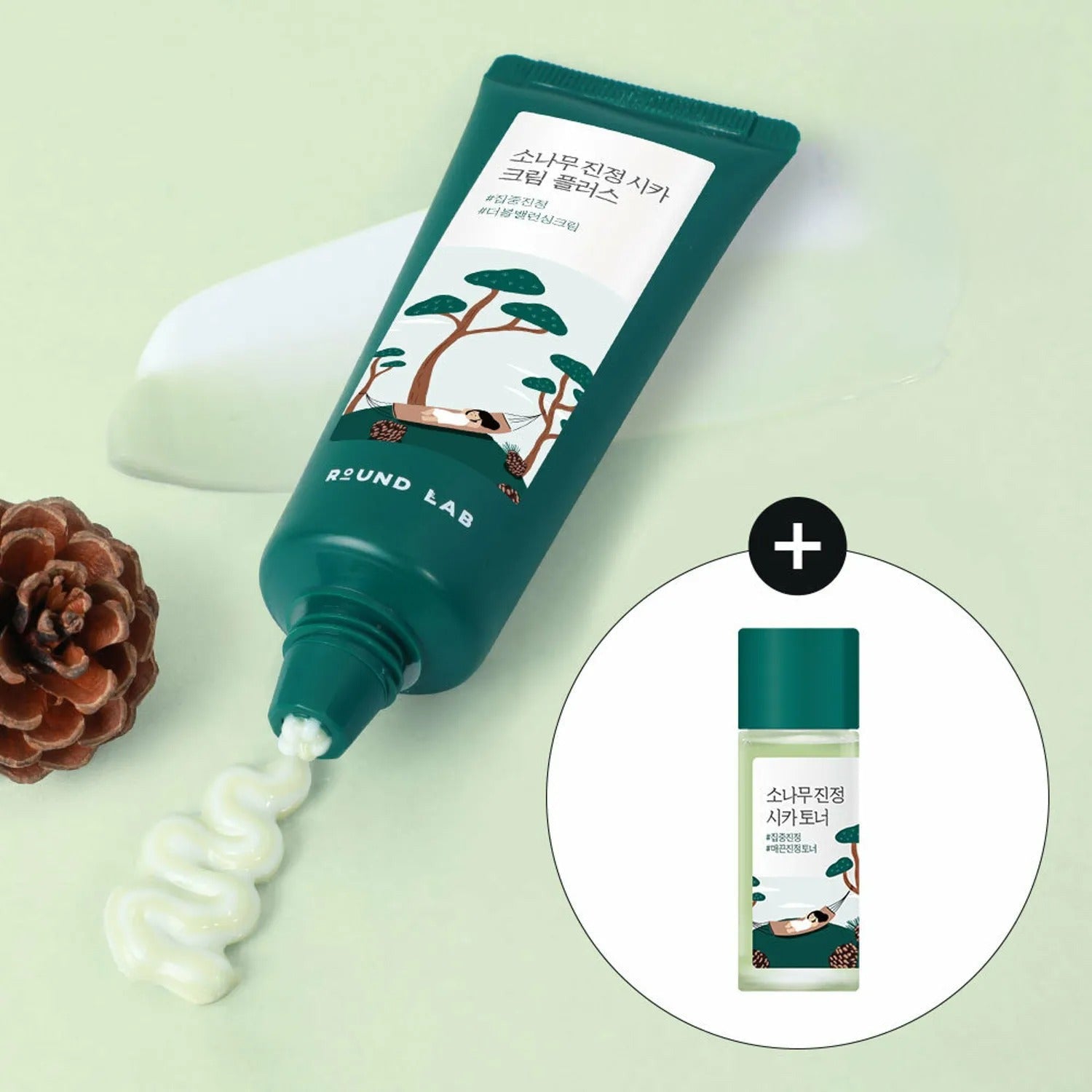 ROUND LAB Pine Calming Cica Cream Plus 60ml Set (+Toner 20ml)