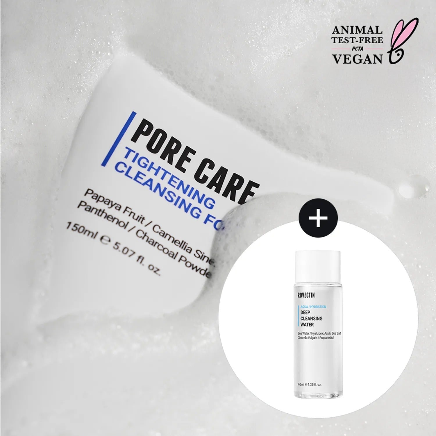 ROVECTIN Pore Care Tightening Cleansing Foam 150ml Set (+Cleansing Water 40ml)