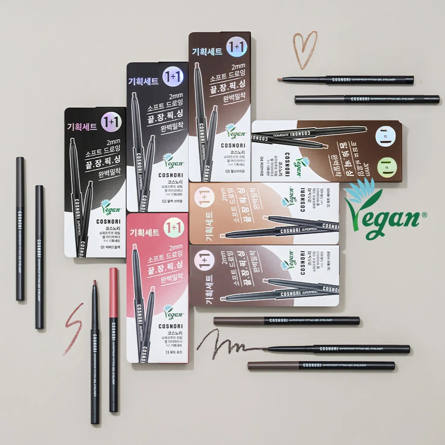COSNORI Superproof Fitting Vegan Gel Eyeliner Pencil 1 + 1 Special Set