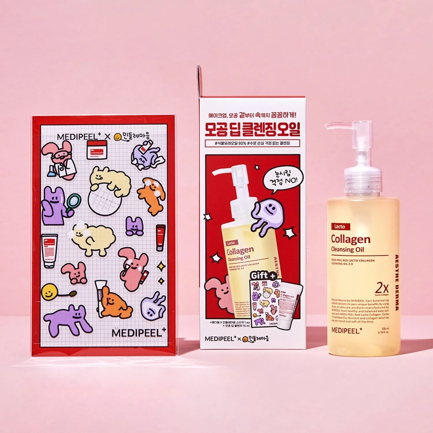 [MINDLEMAUM EDITION] MEDI-PEEL Red Lacto Collagen Cleansing Oil 2.0 200ml Set (+Foam 15ml)