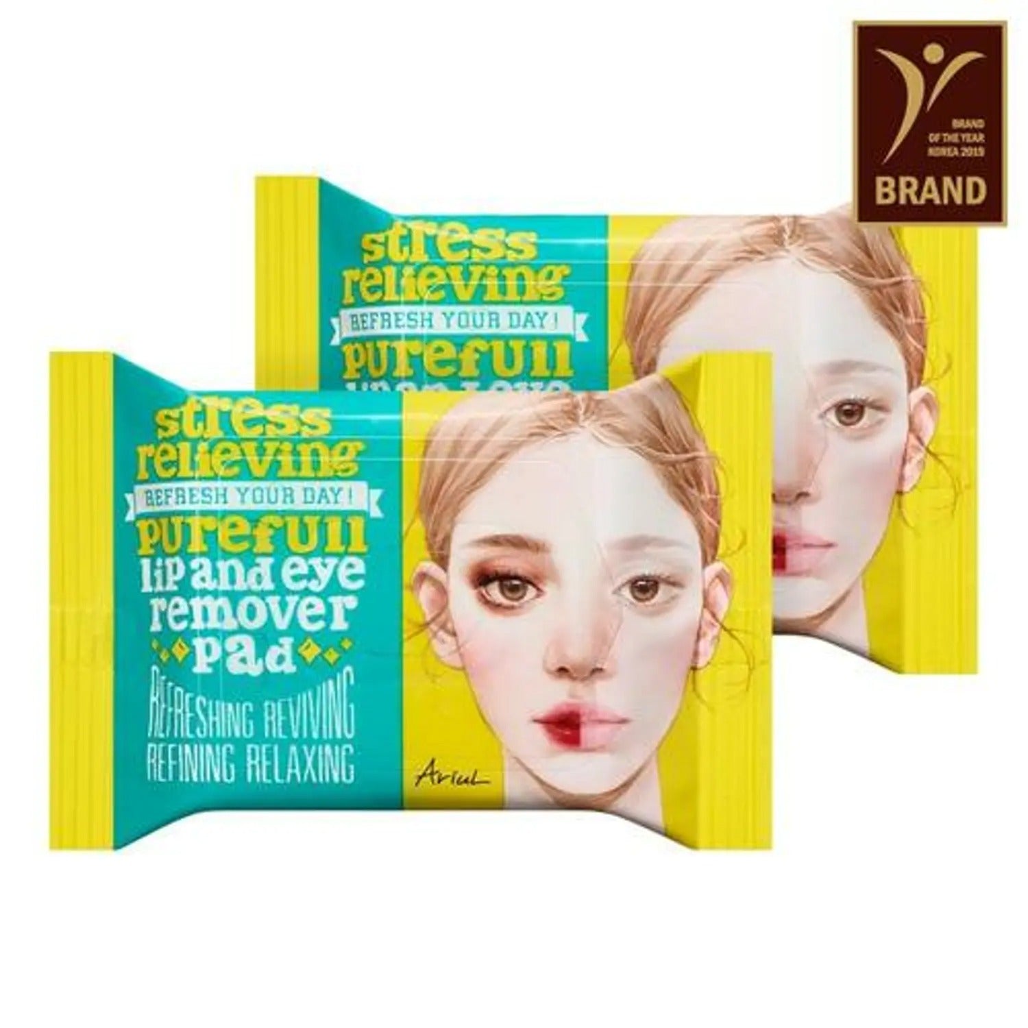 Ariul Stress Relieving Purefull Lip and Eye Remover Pad 30 Sheets x 2-Pack