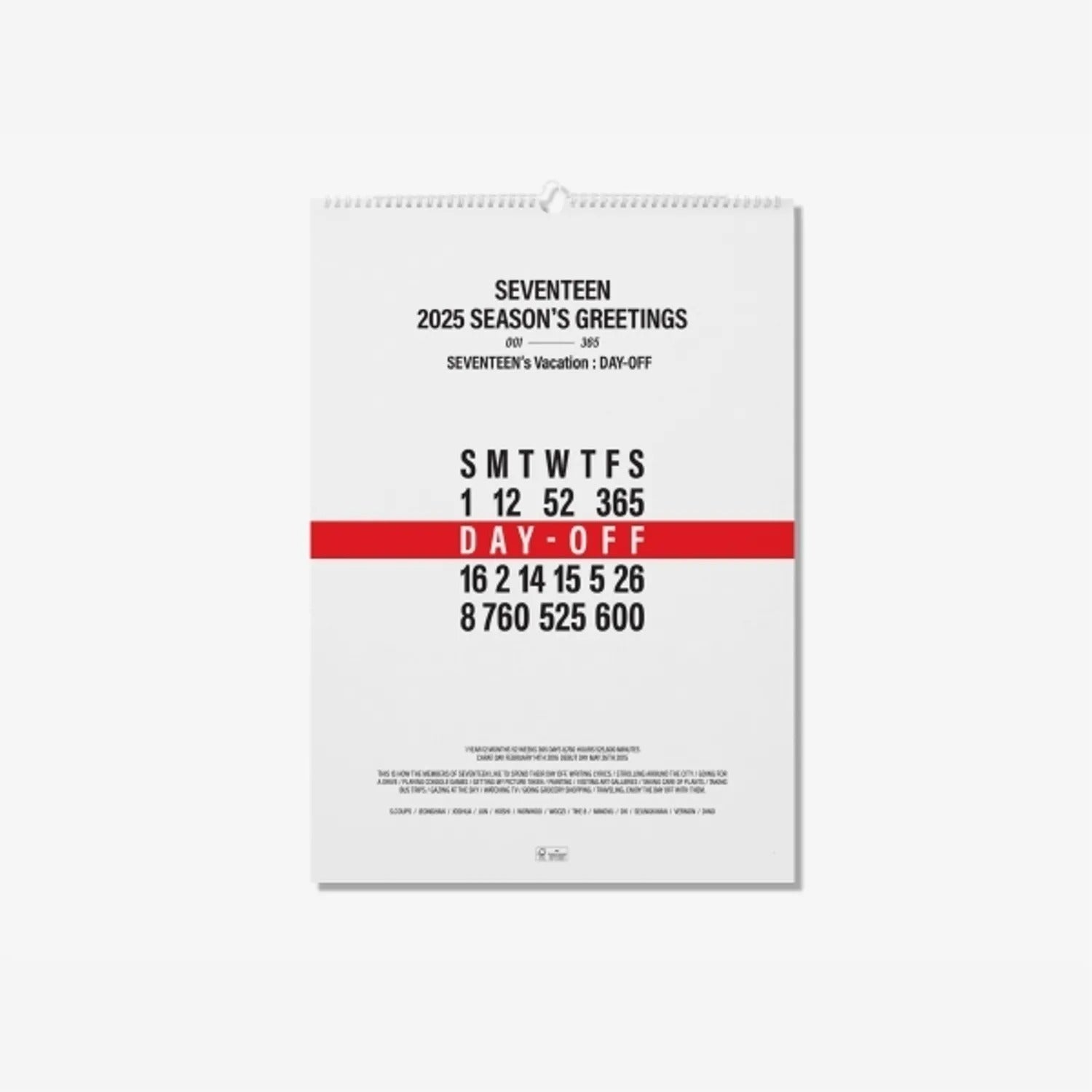 SEVENTEEN - 2025 WALL CALENDAR
