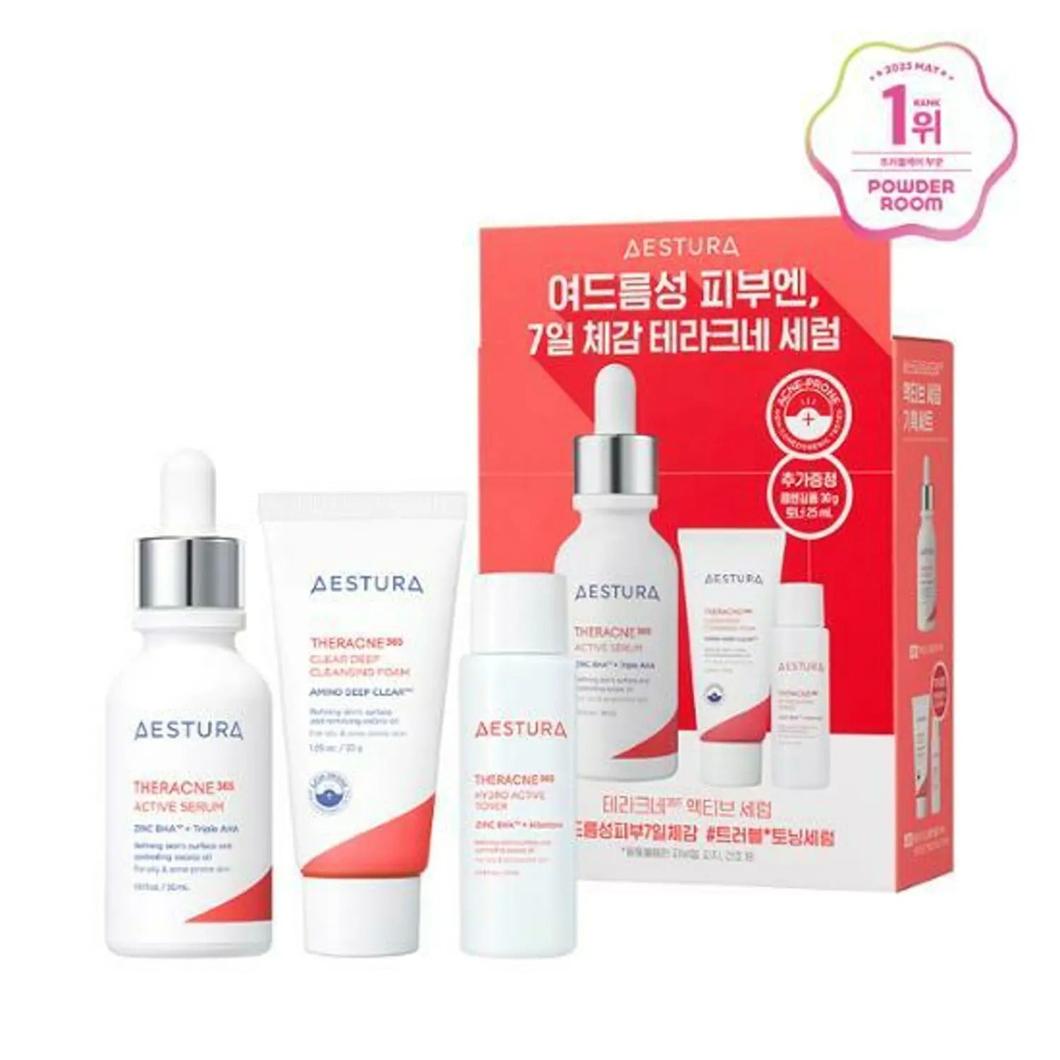 AESTURA THERACNE 365 Active Serum 30mL Special Set (+Cleansing Foam 30g + Toner 25mL)