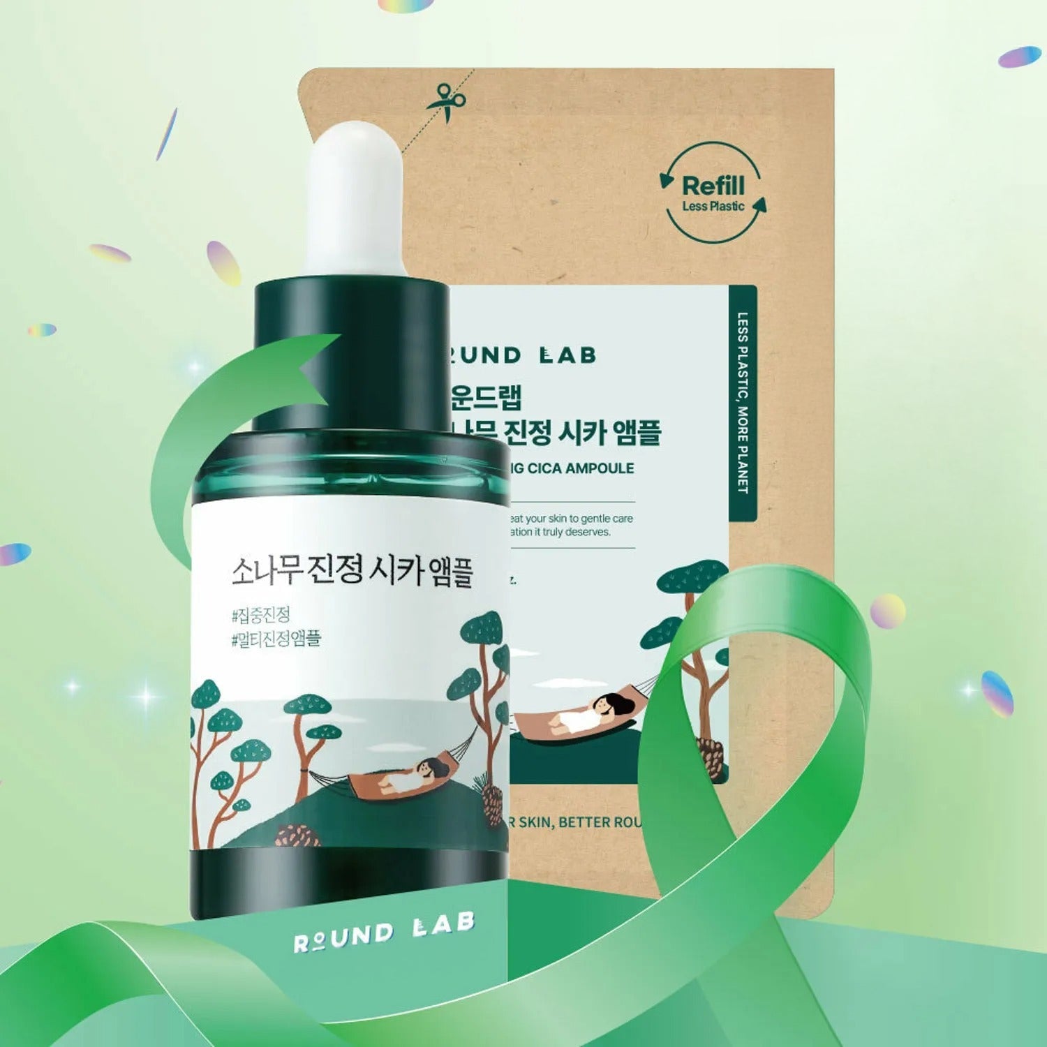 2024 Awards ROUND LAB Pine Calming Cica Ampoule 30ml Double Pack (+30ml Refill Pack)