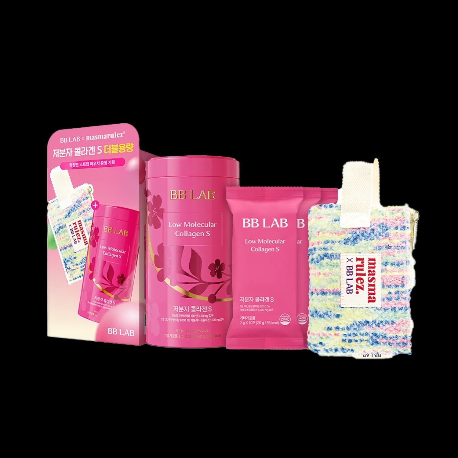 BB LAB Low Molecular Collagen S 30 Sticks Double Pack (60-day supply) + Masma Tools Pouch set