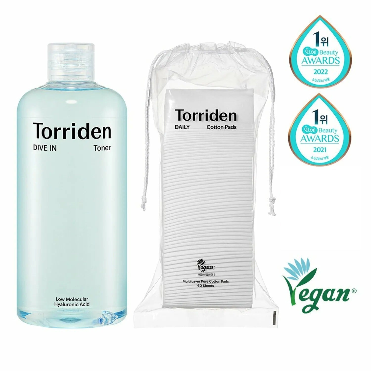 [OY Exclusive] Torriden Dive In Low Molecular Hyaluronic Acid Toner 500mL Special Set (+Cotton Pad 60P)