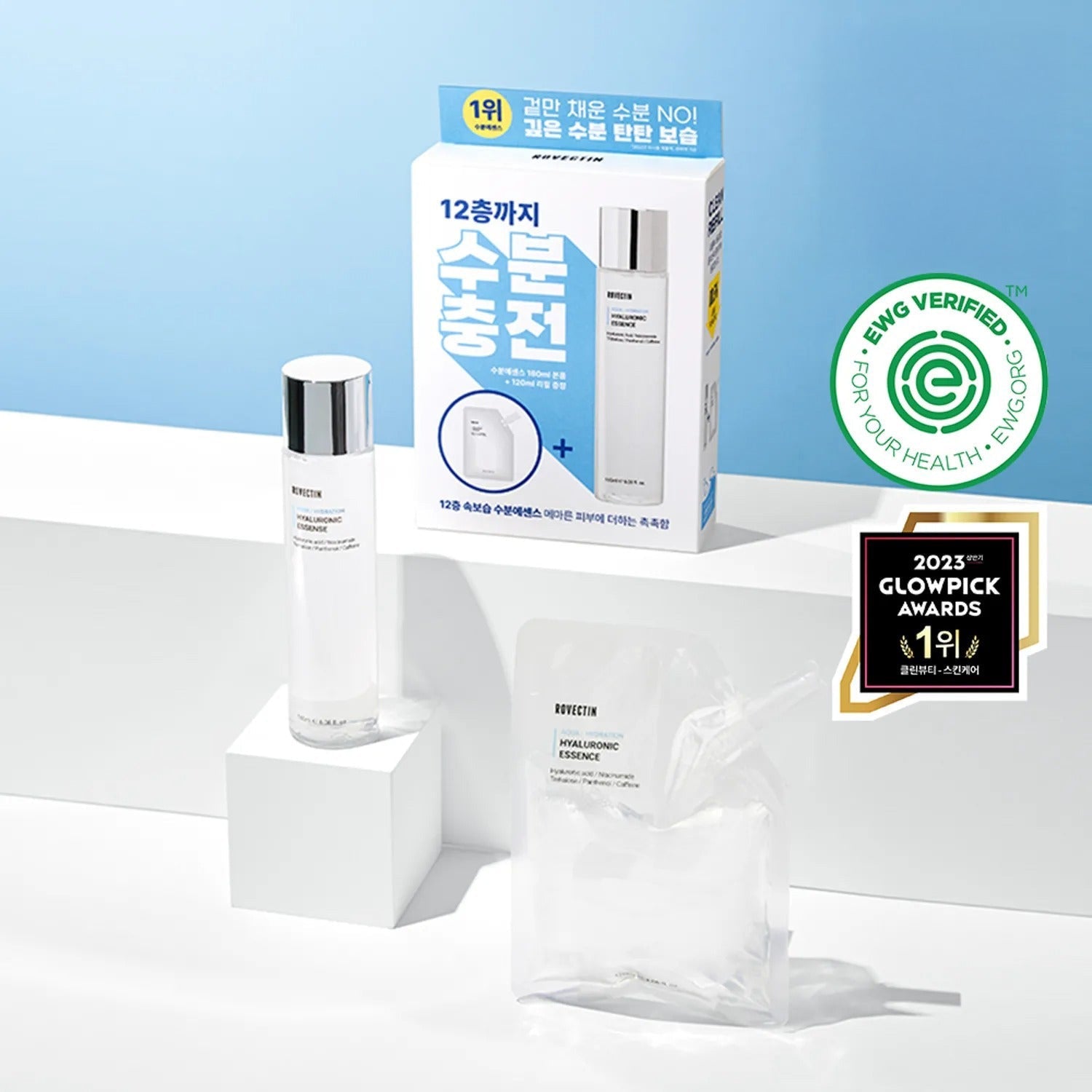 ROVECTIN Aqua / Hydration Hyaluronic Essence 180mL Special Set (+120mL Refill)