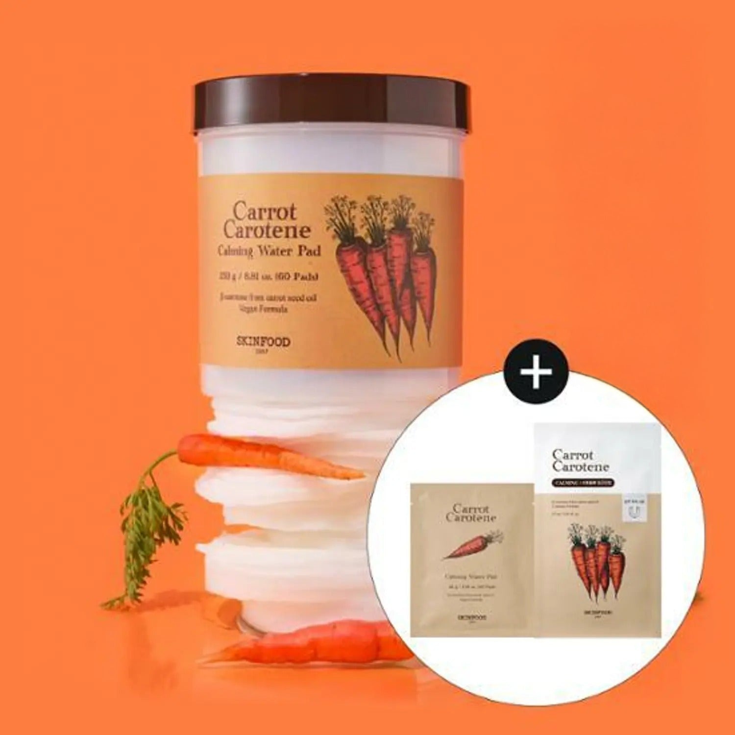 [Limited] SKINFOOD Carrot Carotene Calming Water Pad Special Set (60P+10P+Carrot Mask Sheet 1P)