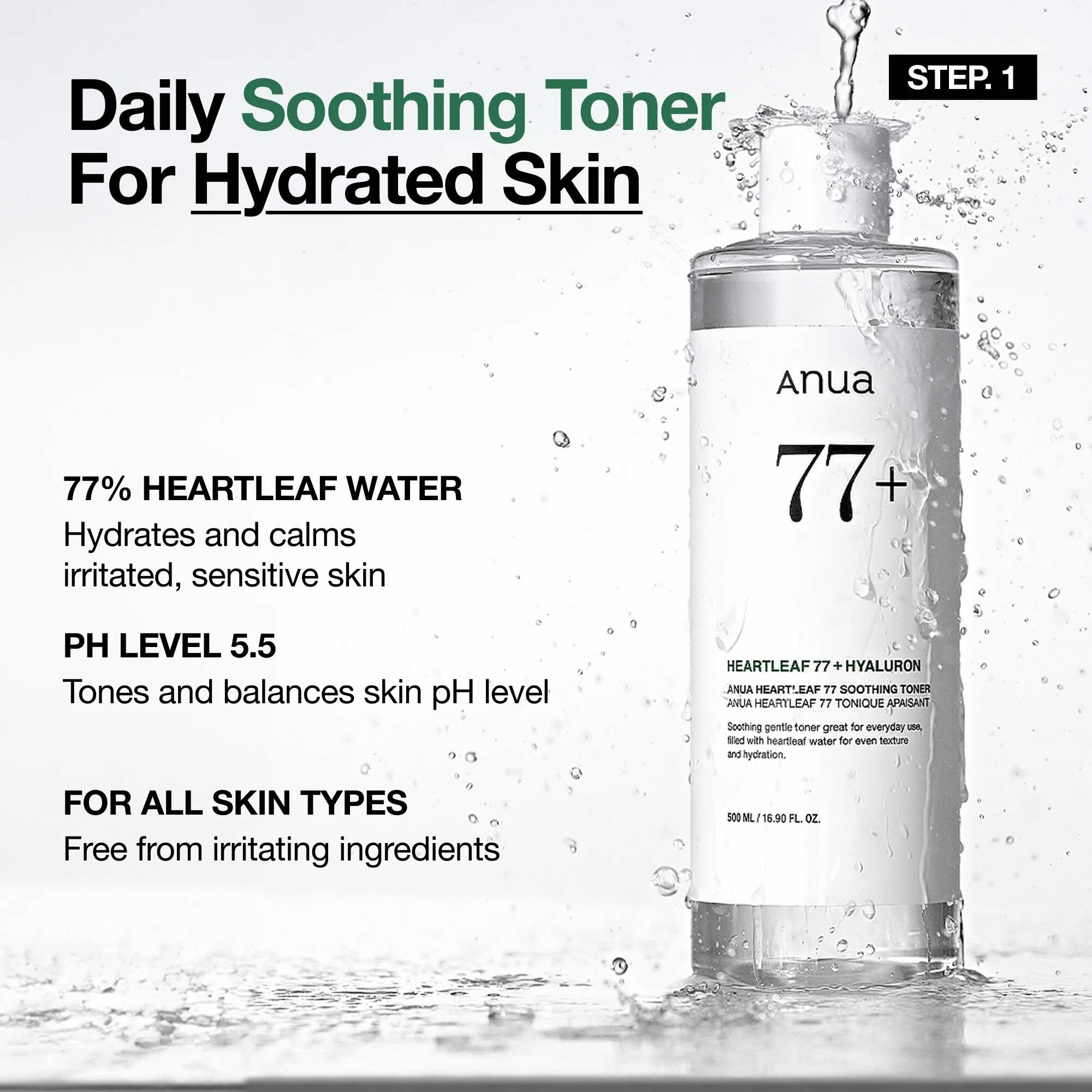 Anua Heartleaf 77% Soothing Toner 250mL + Heartleaf 70% Daily Relief Lotion 200mL