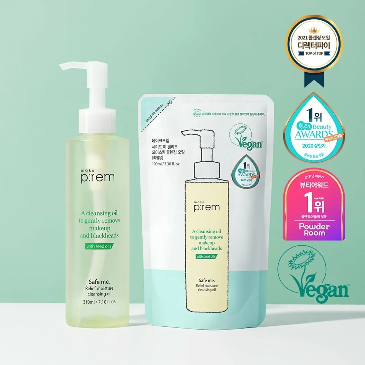 makeprem Safe Me Relief Moisture Vegan Cleansing Oil Special Set (210mL + 100mL)