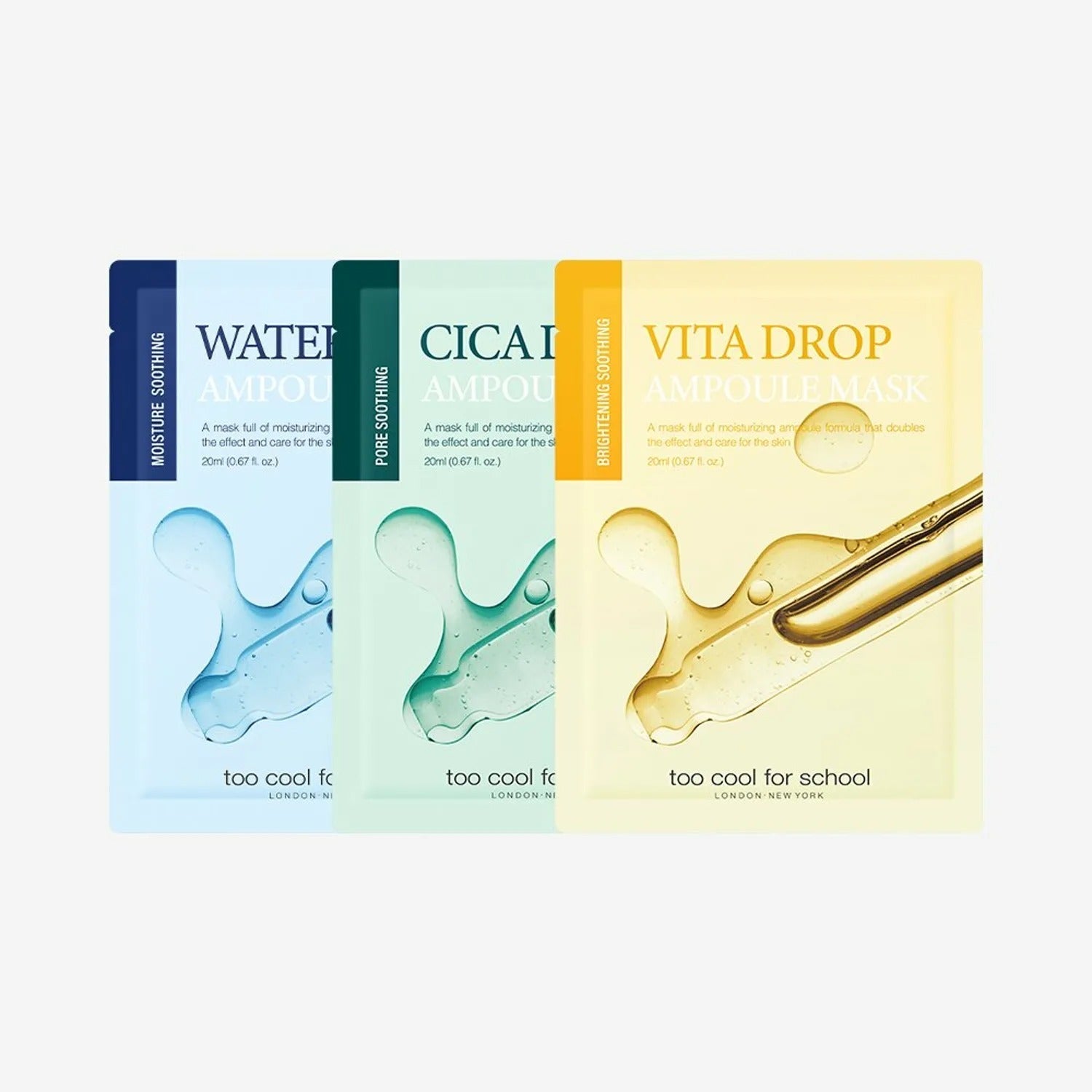 too cool for school Drop Ampoule Mask Sheet 3 Types