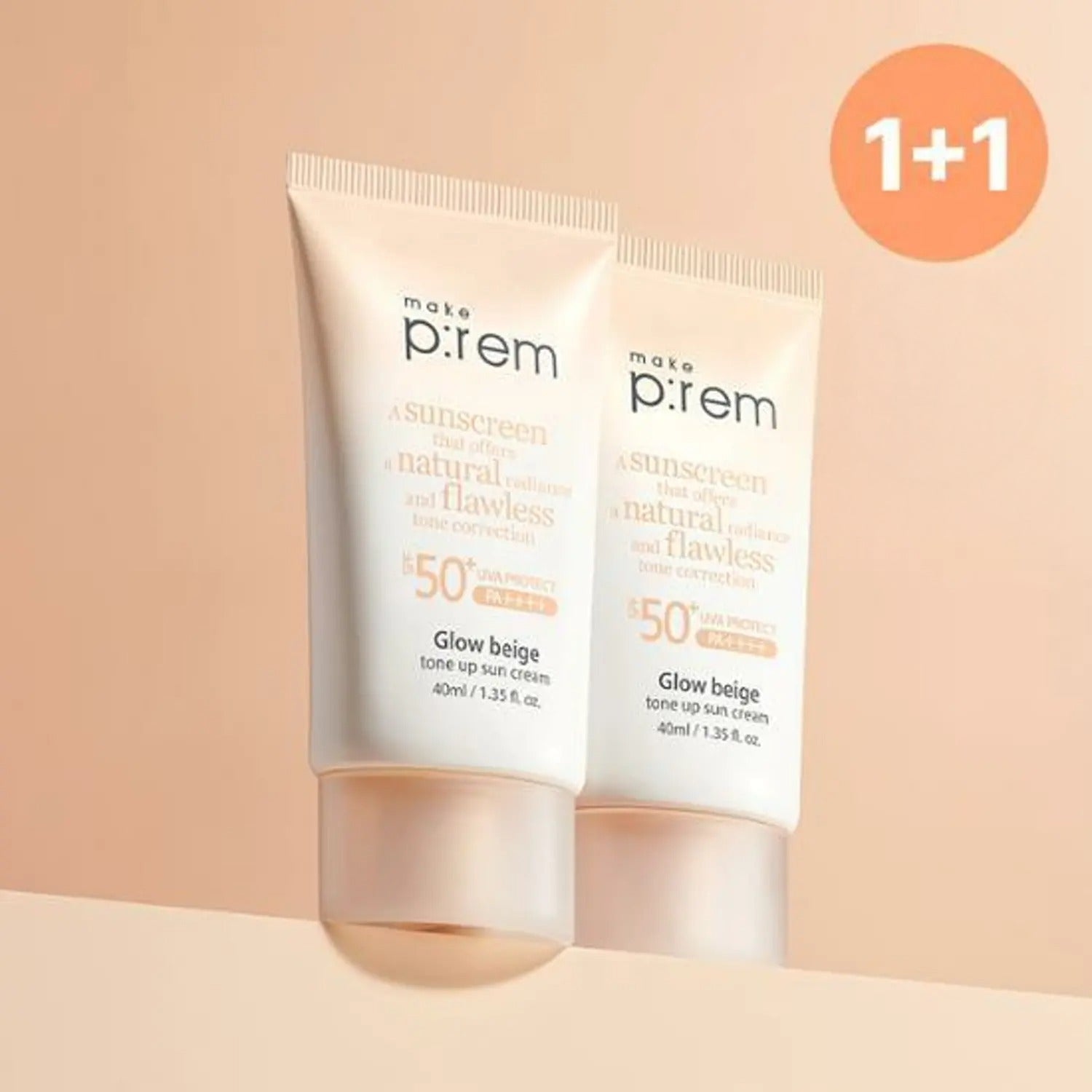 makeprem Glow Beige Tone Up Sun Cream 40mL 1+1 Special Set
