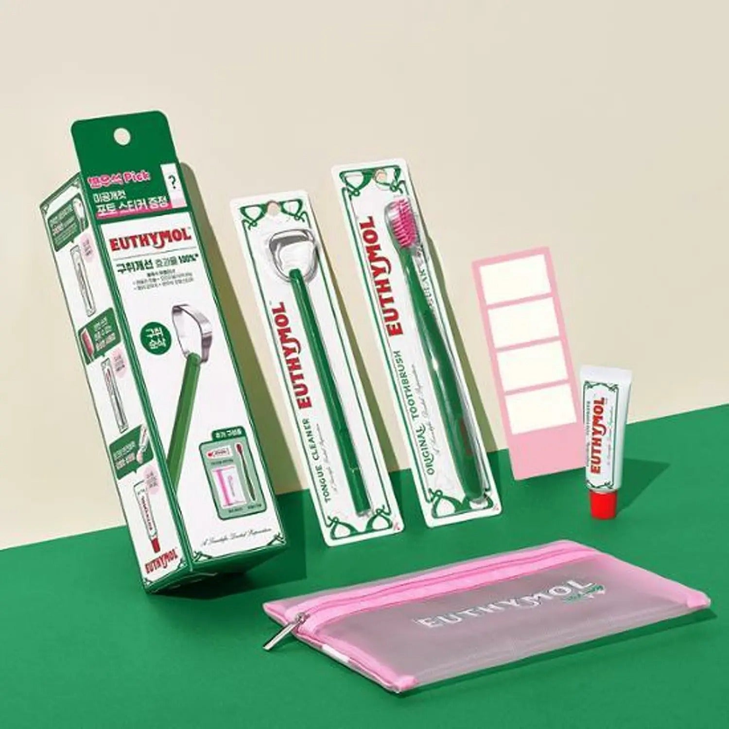 EUTHYMOL Tongue Cleaner & Tooth Brush Set (+Toothpaste 20g+Pouch+Byeon Woo Seok Photo Stickers)