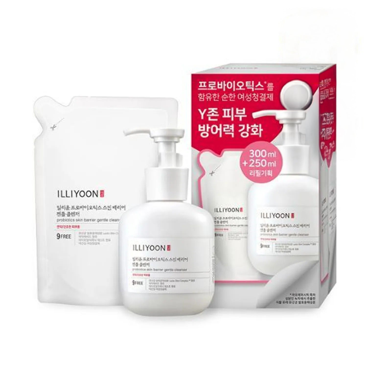 ILLIYOON Probiotics Gentle Cleanser 300mL+250mL Refill Set